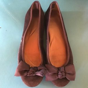 Dark Brown Gap Suede Ballerina Flats
